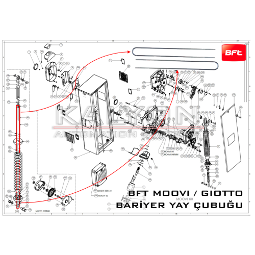 BFT Giotto 60 / Moovi 60 Bariyer Uzun U Çubuk - Yay Bağlantı Aparatı - Tek 50cm